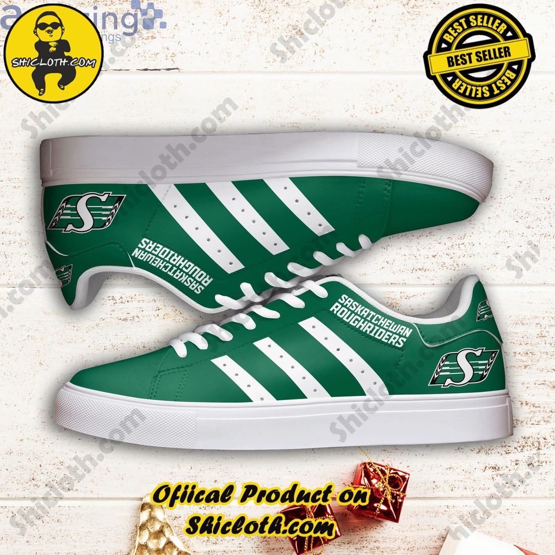 Stepping Up Your Game: Stan Smith Shoe Collection for Sports Enthusiasts by Shicloth 29 Saskatchewan Roughriders White Striped Stan Smith Low Top Skate Shoes
