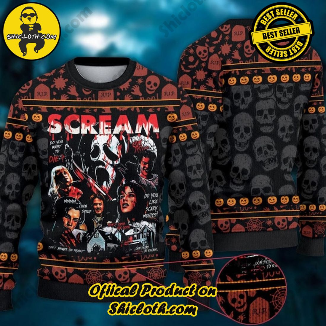 Sweater Delights from Shicloth Fashion Store: A Perfect Christmas Gift 39 Scream Movie Characters Ugly Christmas Sweater Horror Movie Shirt Ghostface Halloween Sweater, Halloween Party, Halloween Christmas Gift