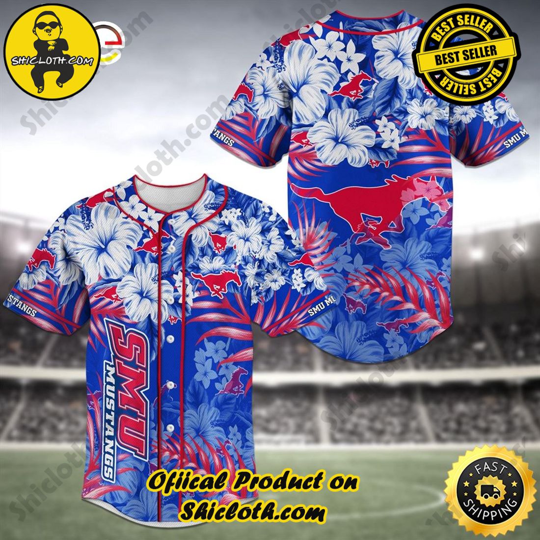 Sporty Elegance: Exploring Shicloth's Baseball Jersey Shirt Collection 46 SMU Mustangs Flower NFL Baseball Jersey Shirt