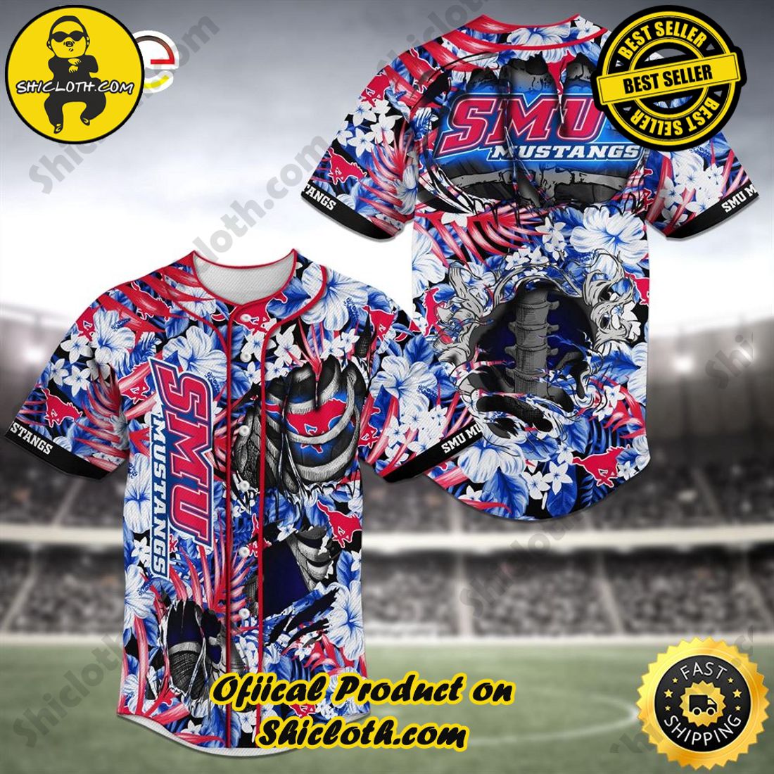 Sporty Elegance: Exploring Shicloth's Baseball Jersey Shirt Collection 47 SMU Mustangs Skeleton NFL Baseball Jersey Shirt