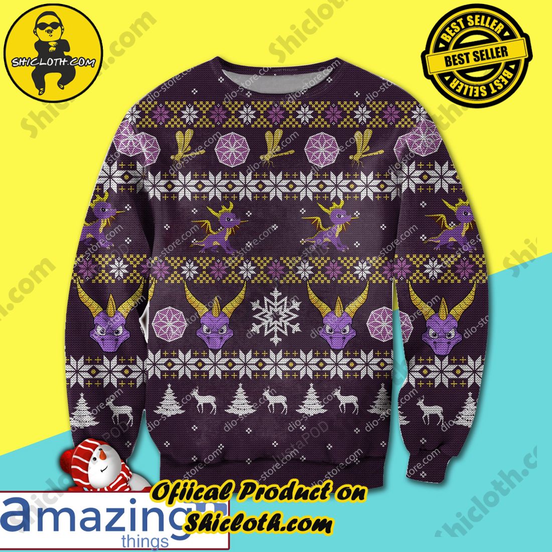 Best Seller Hot Trending Sweater in Shicloth Store for Christmas 27 Spyro The Dragon Ugly Christmas Sweater AOP Shirt