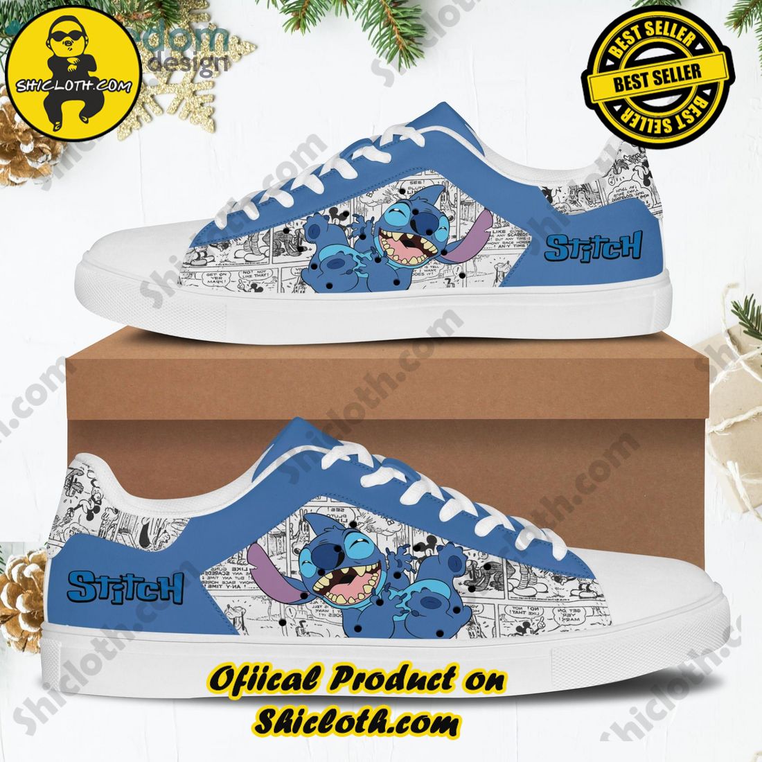 Stan Smith Shoes in Shicloth Store.Best seller !!! 11 Stitch Blue White Stan Smith Disney Low Top Skate Shoes