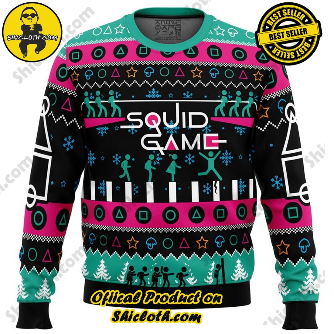 Meaningful Christmas Gift: Shiclothshop's Sentimental Sweater 24 The Game is On Squid Game Christmas Sweater, Christmas Ugly Sweater 3D All Over Print, Xmas Sweatshirt, Christmas Gifts