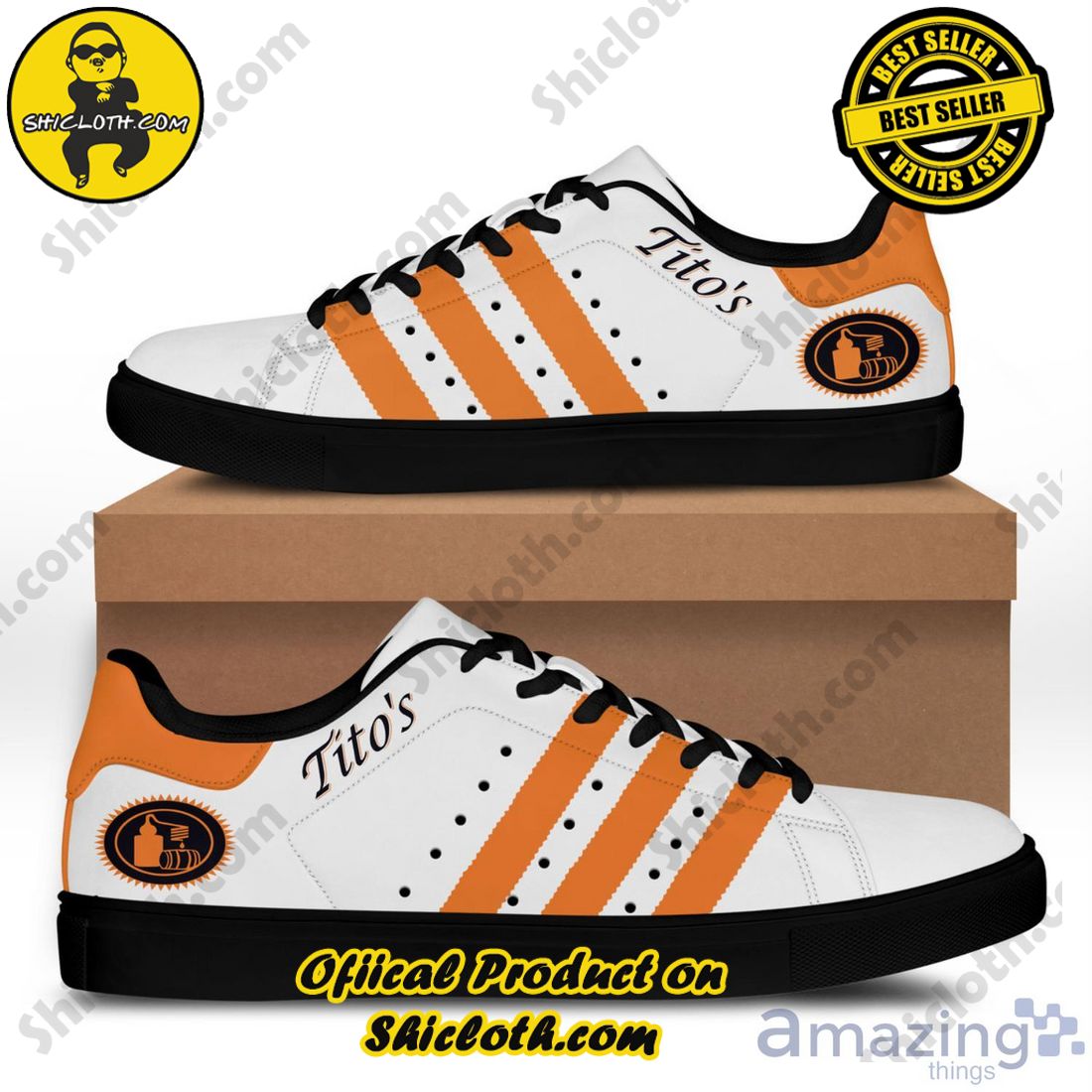 Stepping Up Your Game: Stan Smith Shoe Collection for Sports Enthusiasts by Shicloth 36 Tito Orange Striped Low Top Skate Shoes