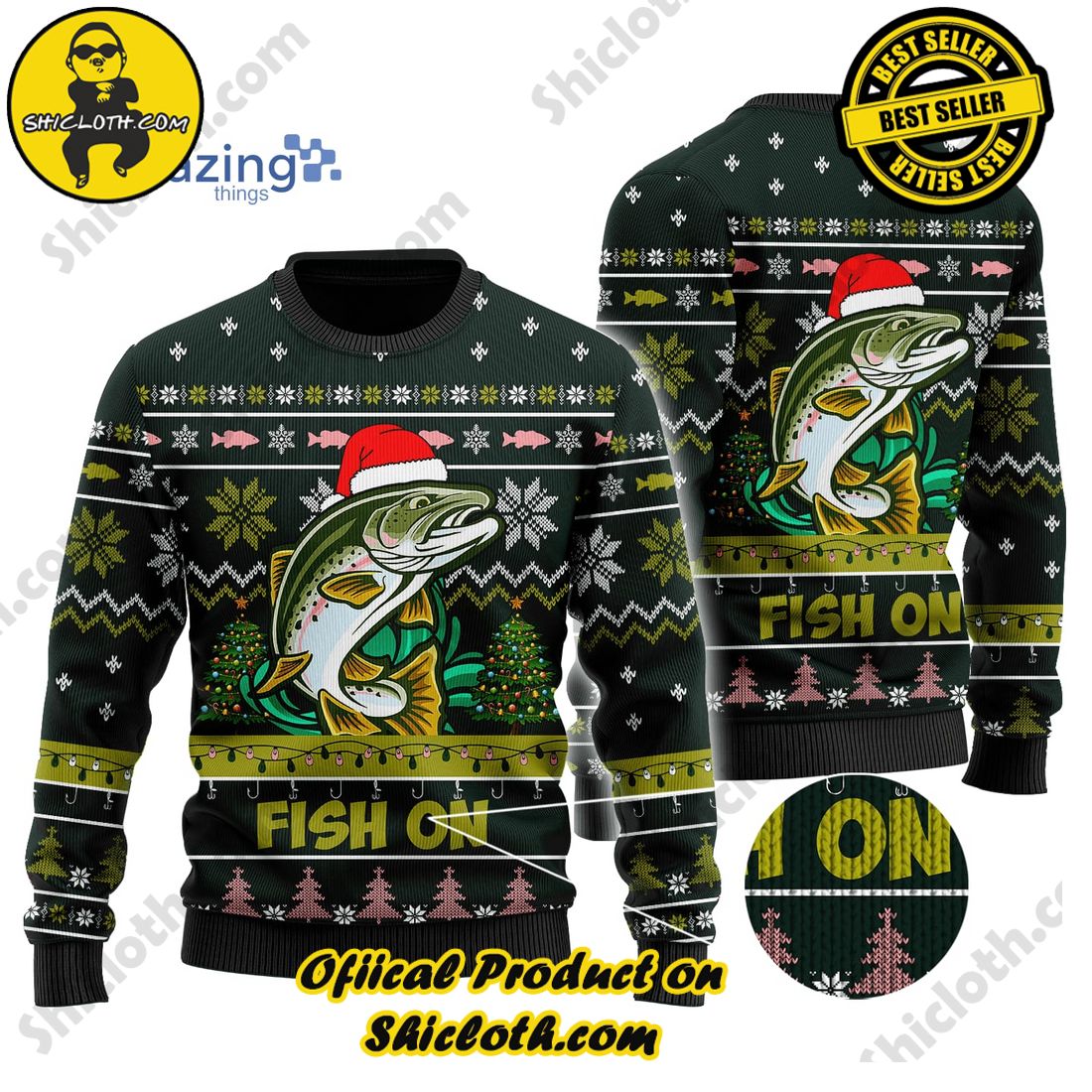 Introducing Shicloth's Cozy Sweater Collection 29 Trout Fishing Christmas Knitting Pattern Christmas Ugly Sweater