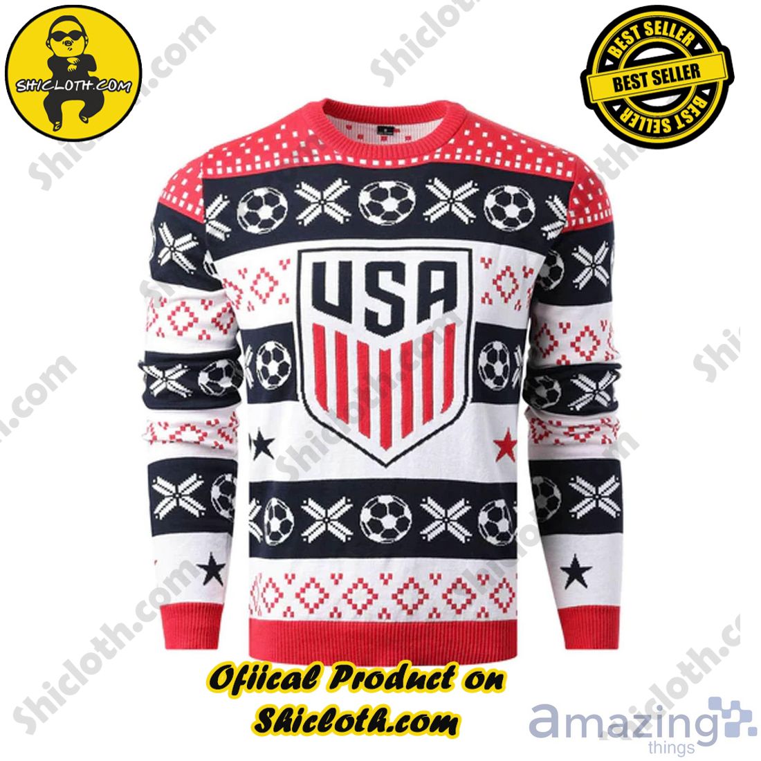 Hot Trending Sweater in Shicloth Store 19 USMNT Soccer Ugly Sweater USA Soccer Ugly Christmas Sweaters