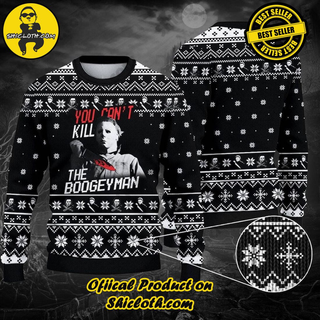 Sweater Delights from Shicloth Fashion Store: A Perfect Christmas Gift 49 You Can’t Kill The Bogeyman Michael Myers Horror Ugly Christmas Sweater, Christmas Sweater, Horror Character Christmas Fleece Zip Hoodie