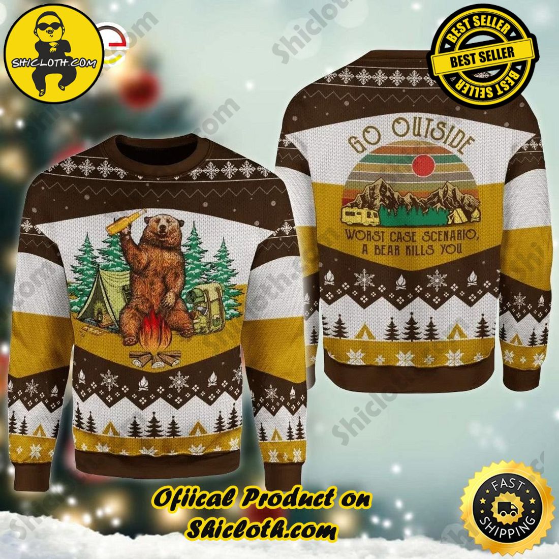Shiclothshop Sweaters: Meaningful Gifts for the Christmas Season 2 A Bear With Beer Go Outside Camping Beer Sweater