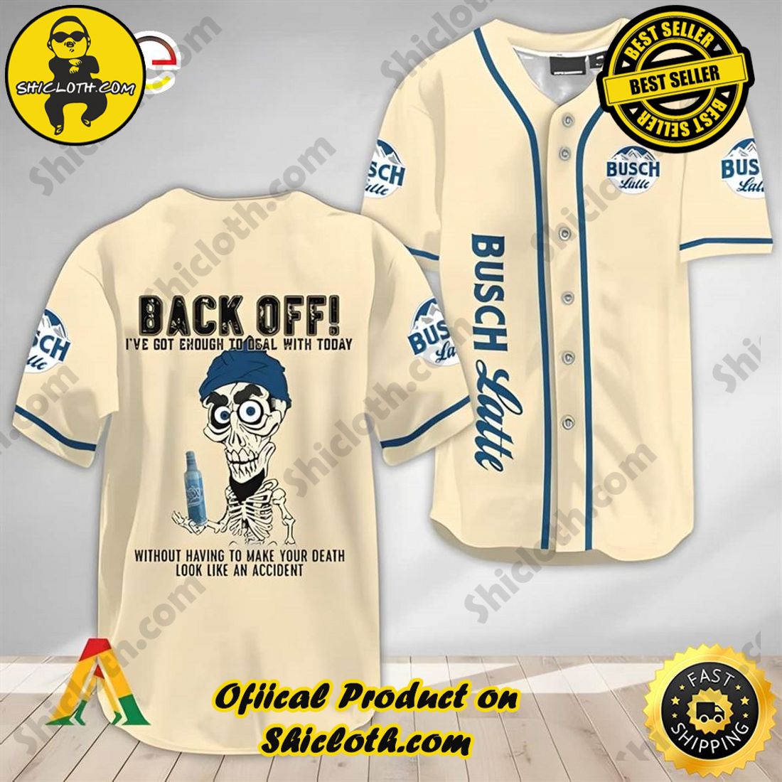 Achmed Back Off With Busch Latte Beer Baseball Jersey
