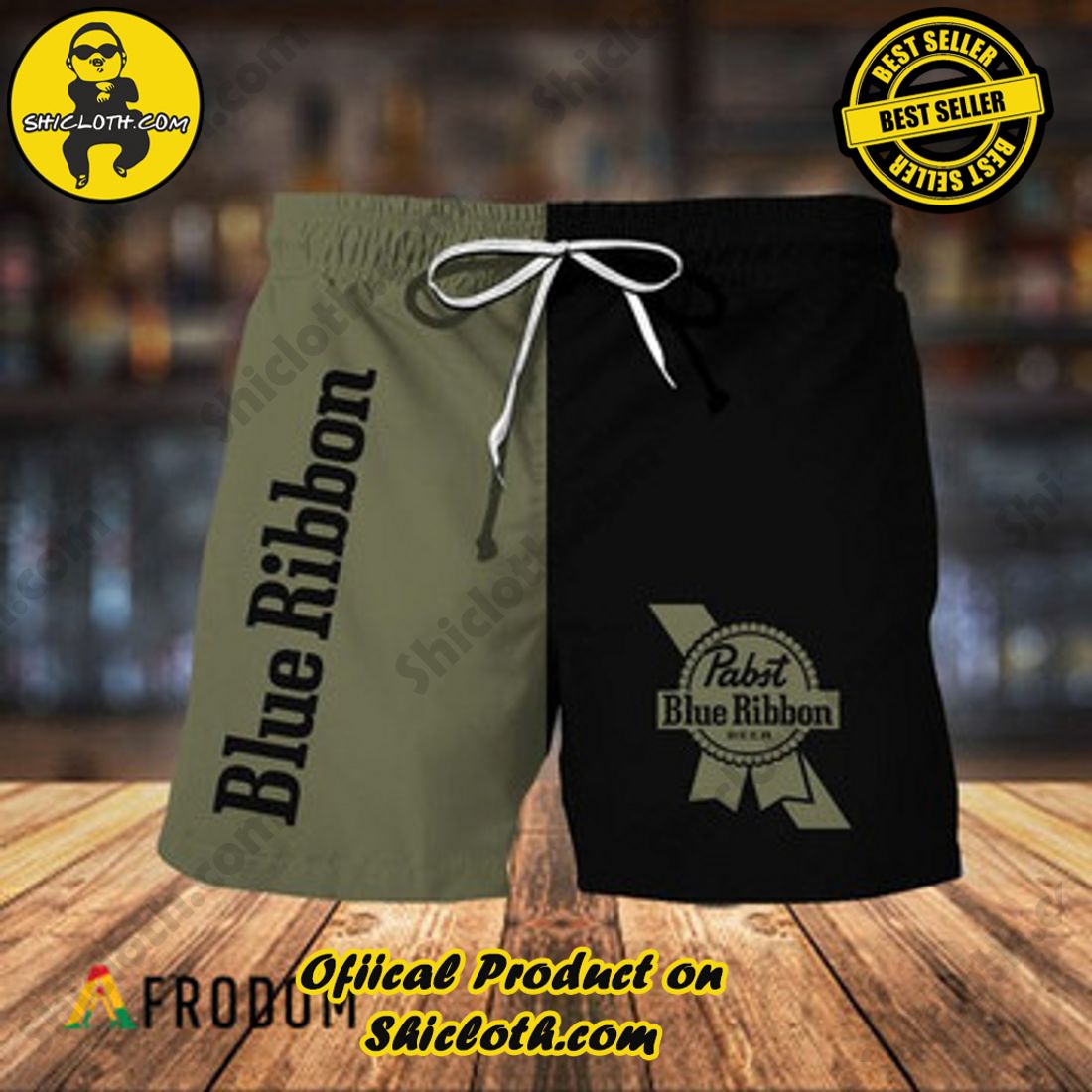 Hot Trend Best Seller : Shiclothshop's Hawaiian Shirts 1 Basic Pabst Blue Ribbon Hawaiian Shorts PBR Swim Trunks