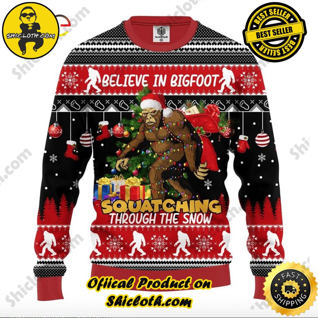 Hot Trend for a Cozy Christmas Season: Shiclothshop's Sweaters 7 Bigfoot Amazing Gift Idea Thanksgiving Gift Ugly Sweater