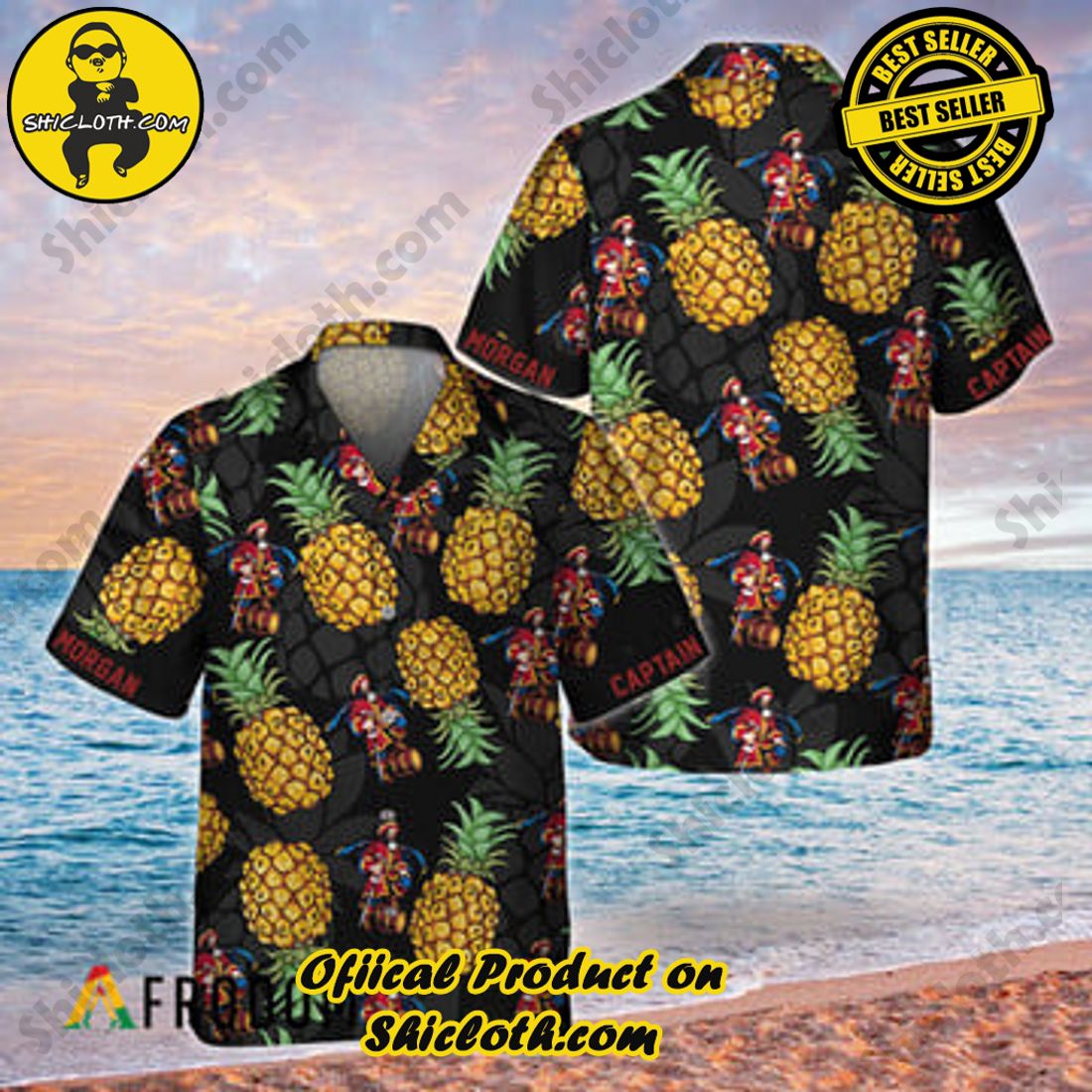 A Fantastic Gift for Summer Getaways: Shiclothshop's Hawaiian Shirts 1 Black Aloha Pineapple Captain Morgan Hawaiian Shirt