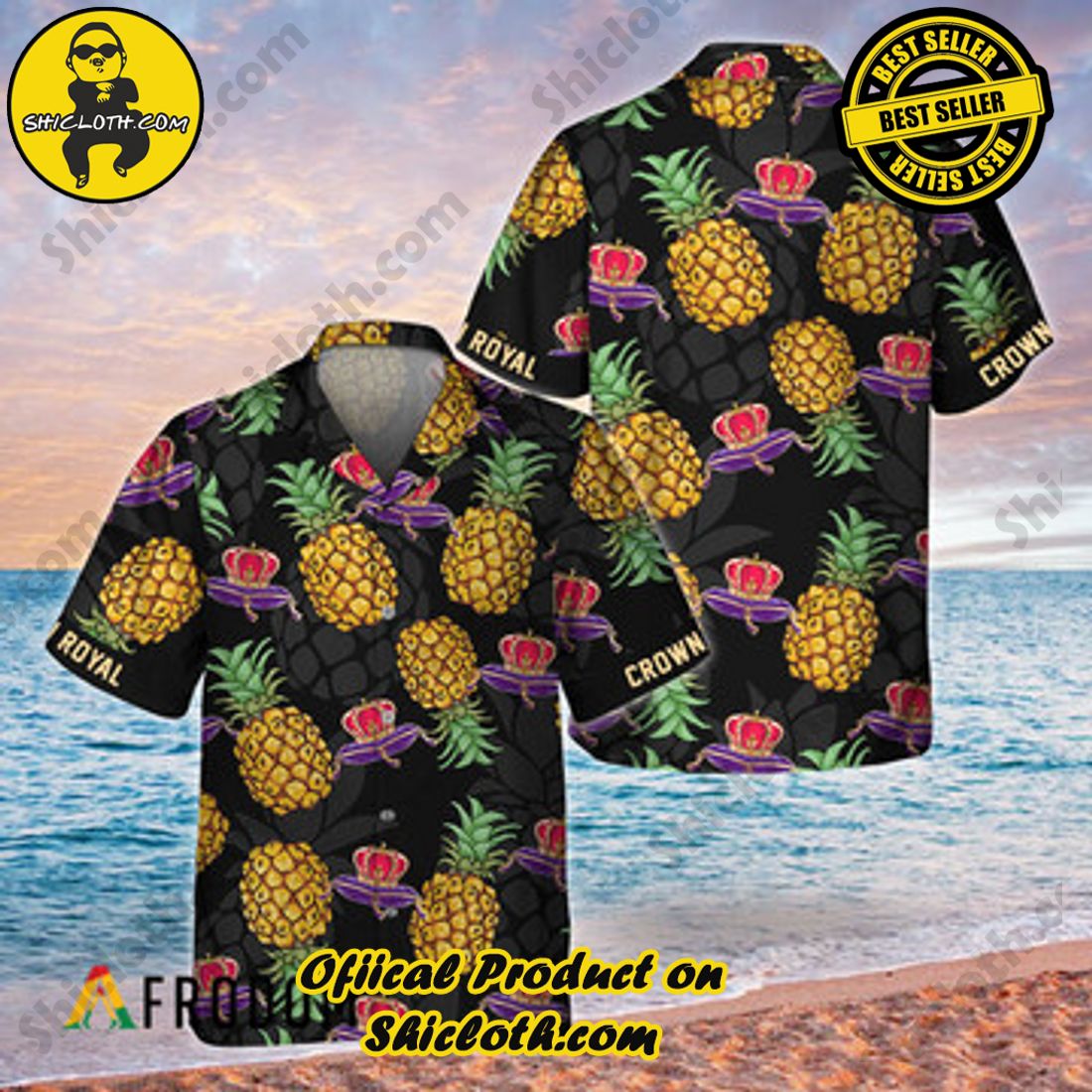 Hot Trend Best Seller : Shiclothshop's Hawaiian Shirts 2 Black Aloha Pineapple Crown Royal Hawaiian Shirt