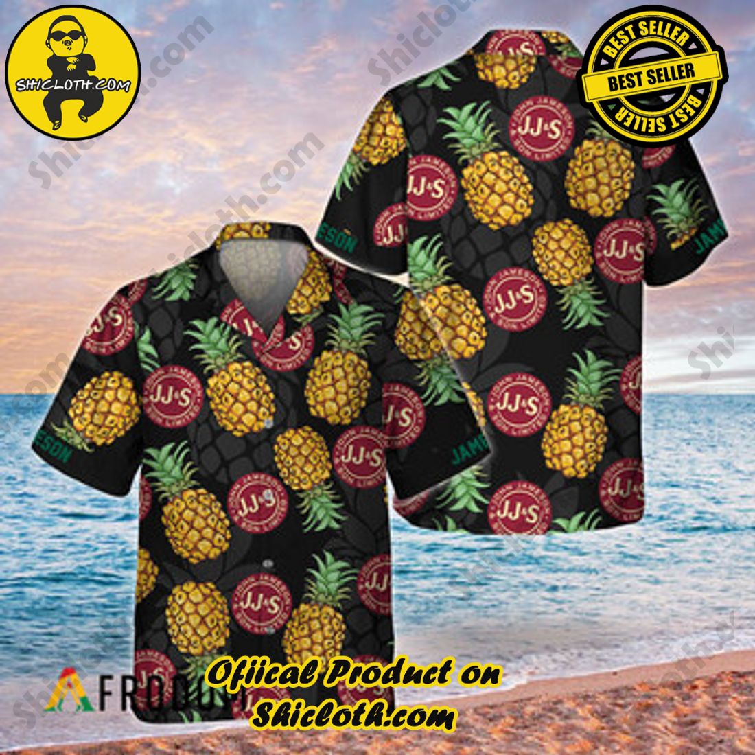Hot Trend Best Seller : Shiclothshop's Hawaiian Shirts 4 Black Aloha Pineapple Jameson Whiskey Hawaiian Shirt