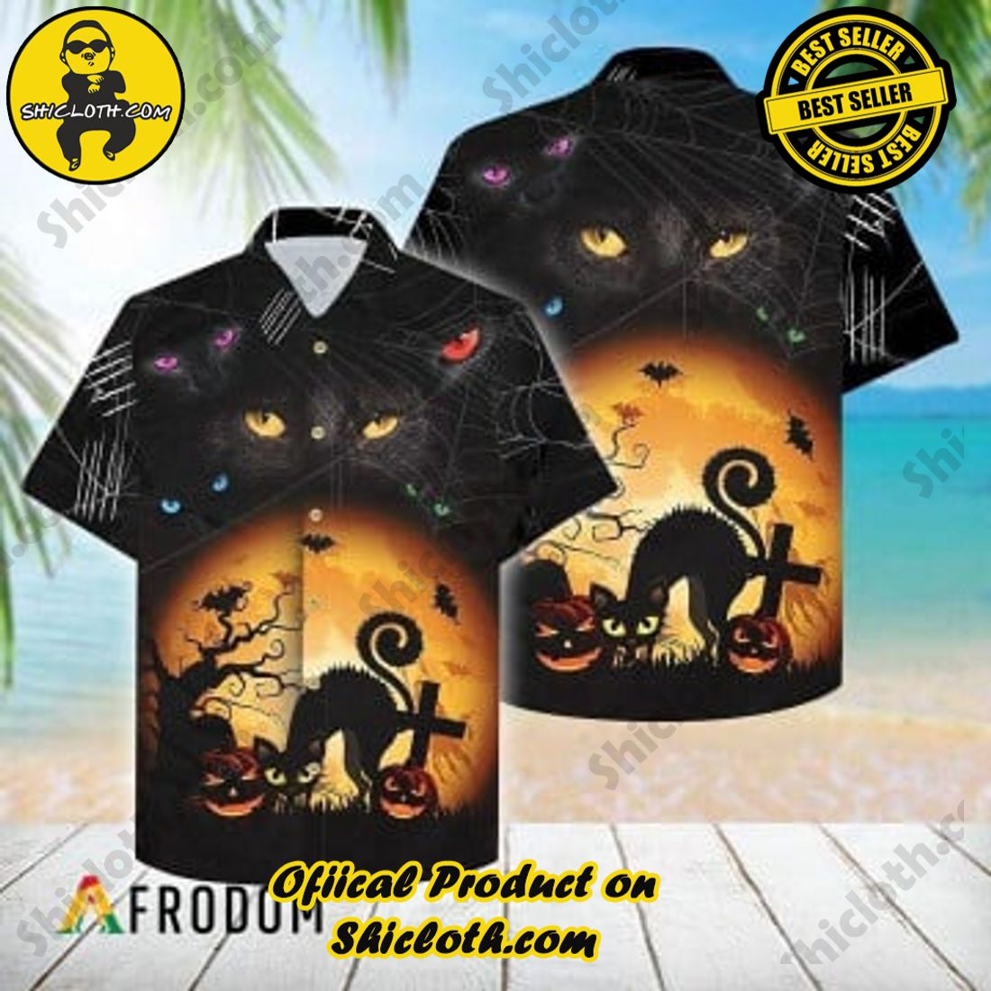 Shicloth Fashion Store's Hawaiian Shirts and Shorts - Perfect Gifts for Friends and Loved Ones 1 Black Cat Halloween Hawaiian Shirt