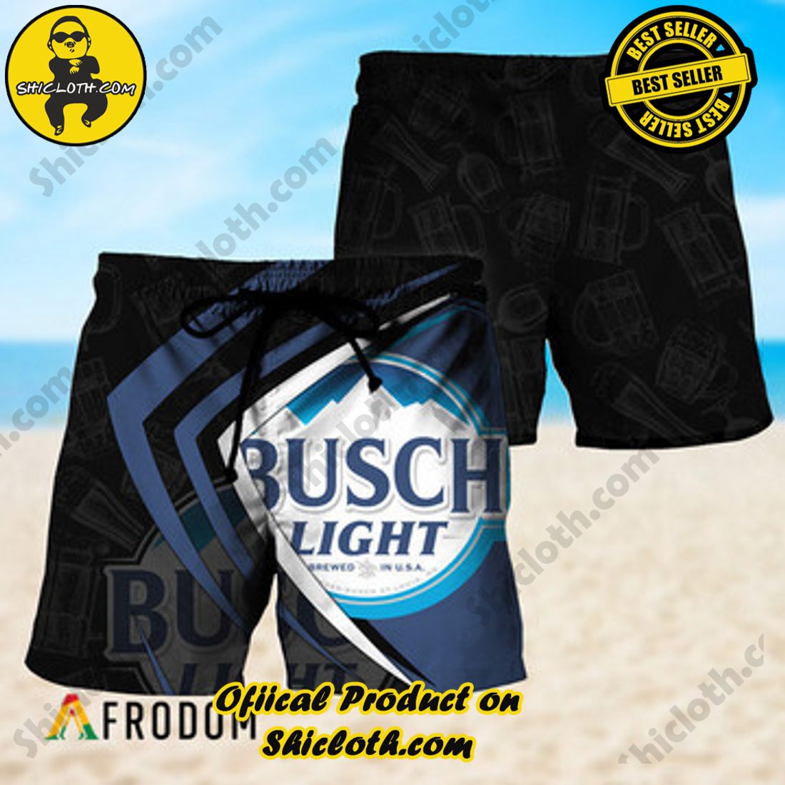 Hot Trend Best Seller : Shiclothshop's Hawaiian Shirts 13 Black Mix Esport Doodle Busch Light Beer Hawaiian Shorts