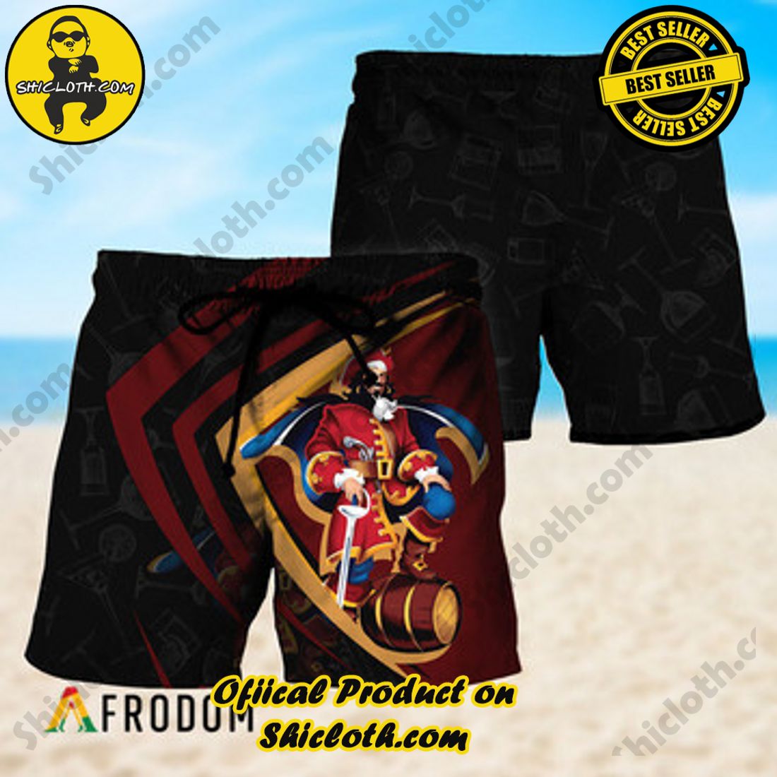 Hot Trend Best Seller : Shiclothshop's Hawaiian Shirts 14 Black Mix Esport Doodle Captain Morgan Hawaiian Shorts