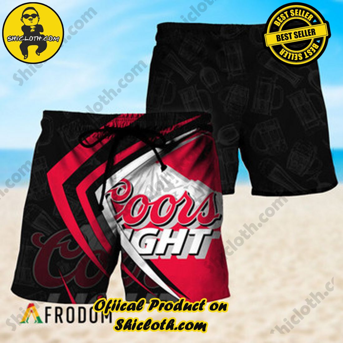 Hot Trend Best Seller : Shiclothshop's Hawaiian Shirts 16 Black Mix Esport Doodle Coors Light Beer Hawaiian Shorts