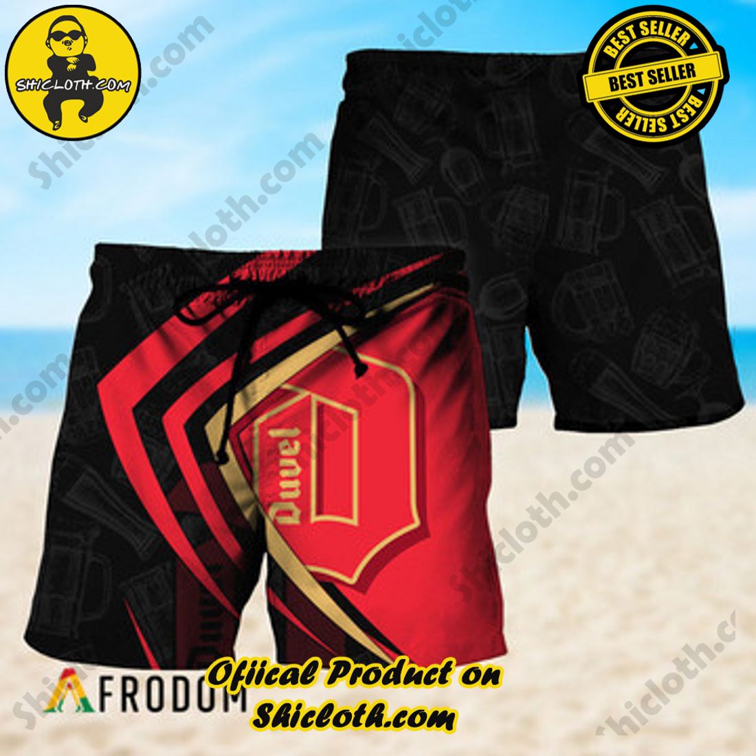 Hot Trend Best Seller : Shiclothshop's Hawaiian Shirts 19 Black Mix Esport Doodle Duvel Beer Hawaiian Shorts
