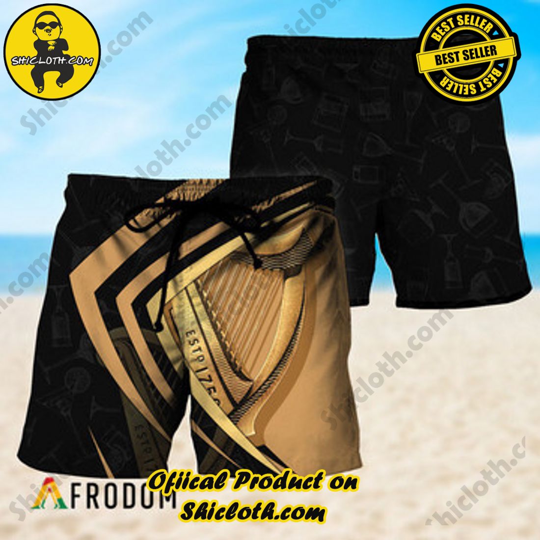 Hot Trend Best Seller : Shiclothshop's Hawaiian Shirts 20 Black Mix Esport Doodle Guinness Beer Hawaiian Shorts