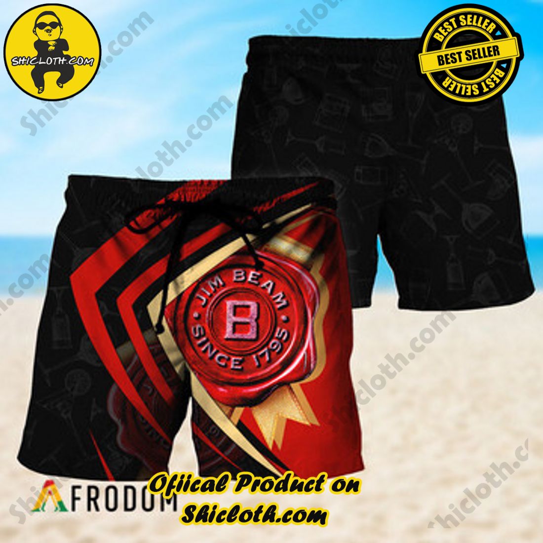 Hot Hot Hot Trend Best Seller : Shiclothshop's Hawaiian Shirts 1 Black Mix Esport Doodle Jim Beam Hawaiian Shorts