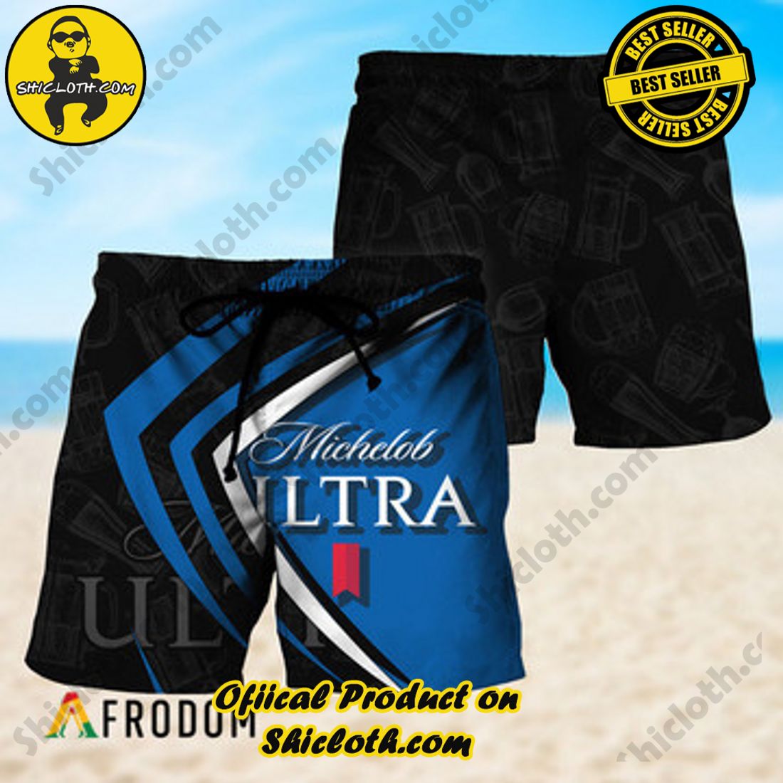 Hot Hot Hot Trend Best Seller : Shiclothshop's Hawaiian Shirts 2 Black Mix Esport Doodle Michelob ULTRA Beer Hawaiian Shorts