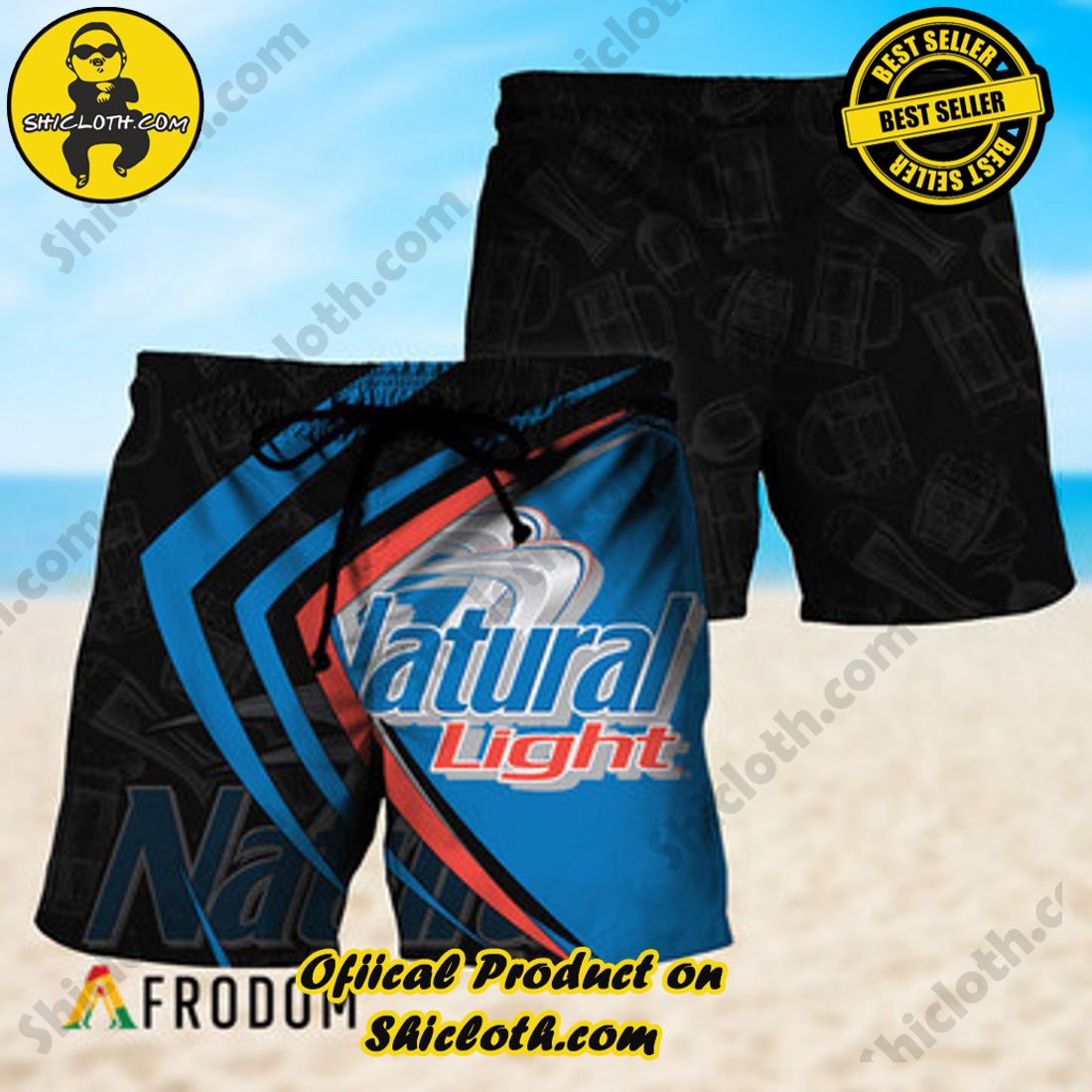 Hot Hot Hot Trend Best Seller : Shiclothshop's Hawaiian Shirts 3 Black Mix Esport Doodle Natural Light Beer Hawaiian Shorts