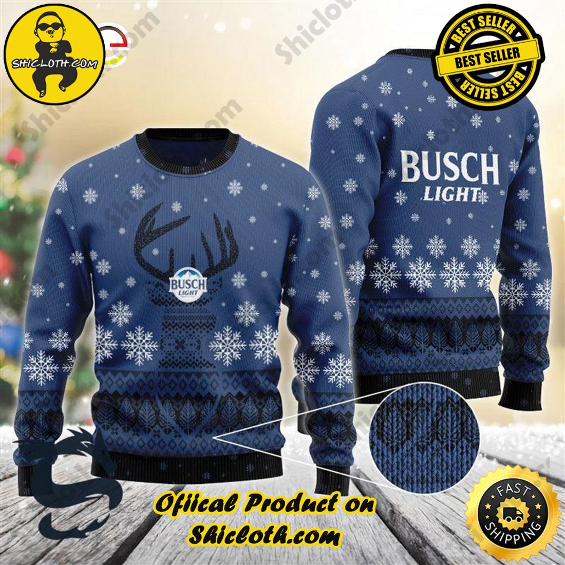 Shiclothshop's Sweaters - The Perfect Year-End Gift 9 Blue Busch Light Reindeer Snowy Christmas Beer Sweater