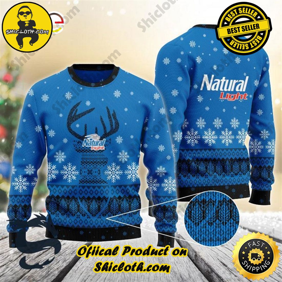 Shiclothshop's Sweaters - The Perfect Year-End Gift 14 Blue Natural Light Reindeer Snowy Christmas Beer Sweater
