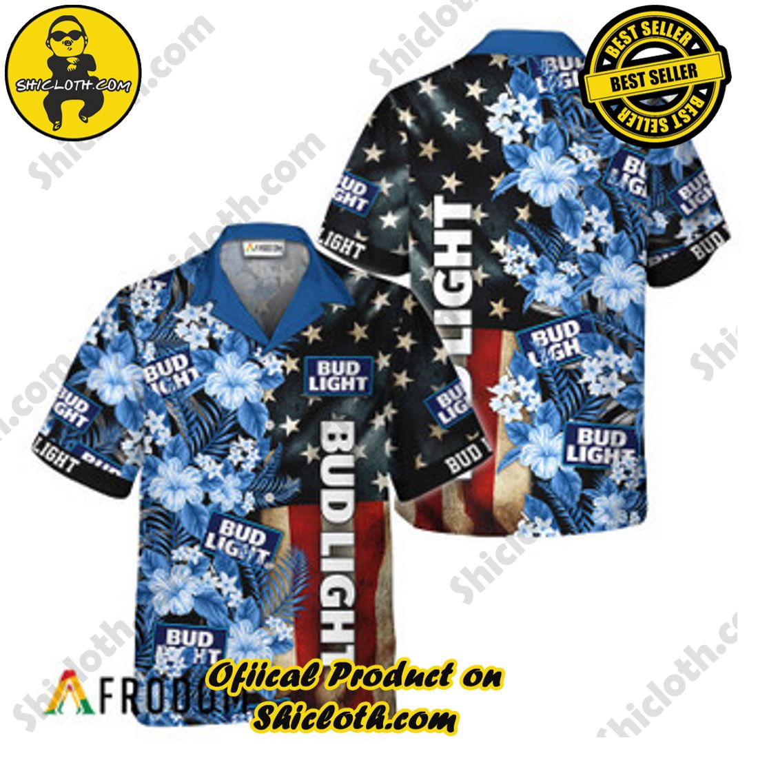 Hot Hot Hot Trend Best Seller : Shiclothshop's Hawaiian Shirts 8 Bud Light American Flag Tropical Flower Hawaiian Shirt