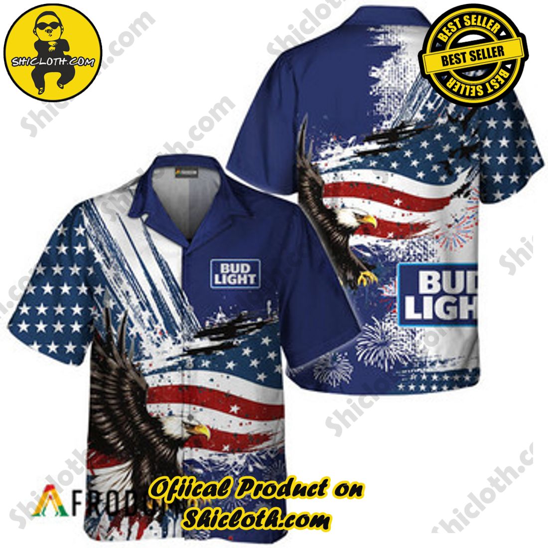 Hot Hot Hot Trend Best Seller : Shiclothshop's Hawaiian Shirts 13 Bud Light Fourth Of July Eagle Hawaiian Shirt