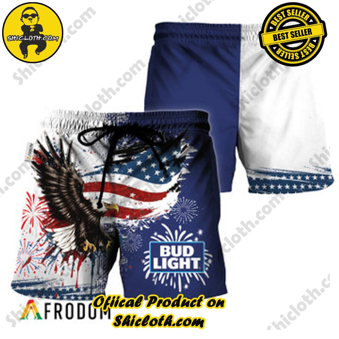 Hot Hot Hot Trend Best Seller : Shiclothshop's Hawaiian Shirts 14 Bud Light Fourth Of July Eagle Hawaiian Shorts