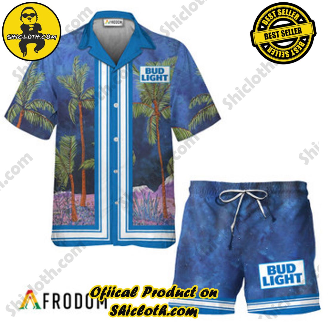 Hot Hot Hot Trend Best Seller : Shiclothshop's Hawaiian Shirts 19 Bud Light Star Print Bermuda Hawaiian Shirt & Shorts Set