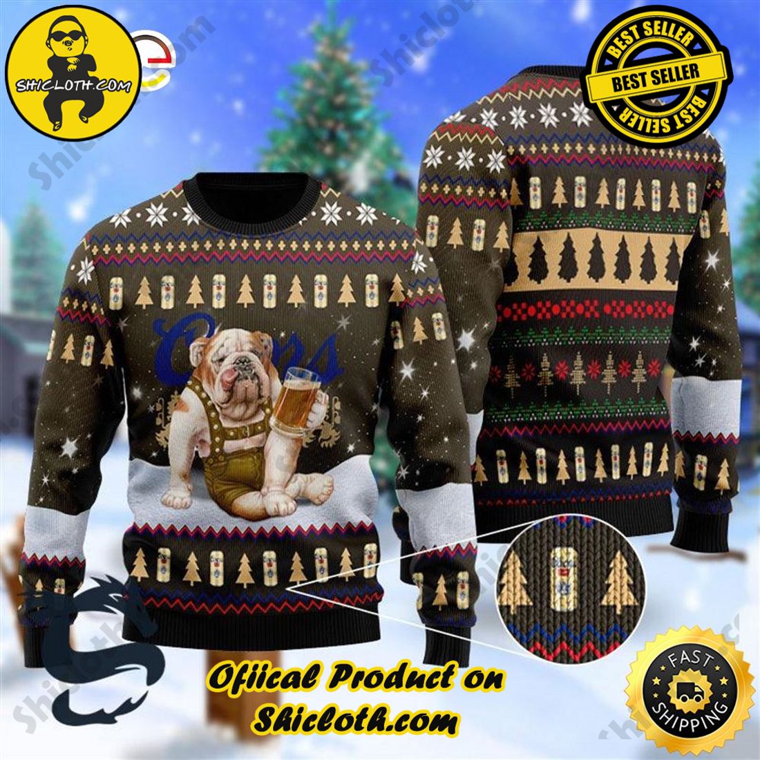 Hot trend for Christmas: Sweaters from Shiclothshop 13 Bulldog Drink Coors Banquet Beer Christmas Ugly Beer Sweater