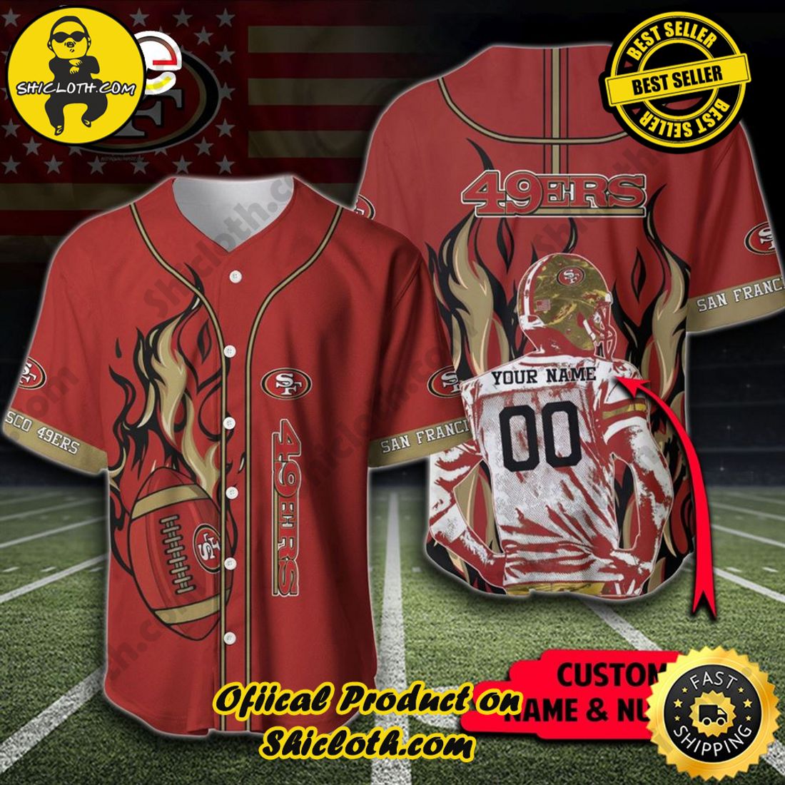 Shicloth Shop's Baseball Jerseys - A Perfect Gift for Baseball Enthusiasts 10 Burning FL San Francisco 49ers Personalized Jersey Custom Name & Number Baseball Jersey