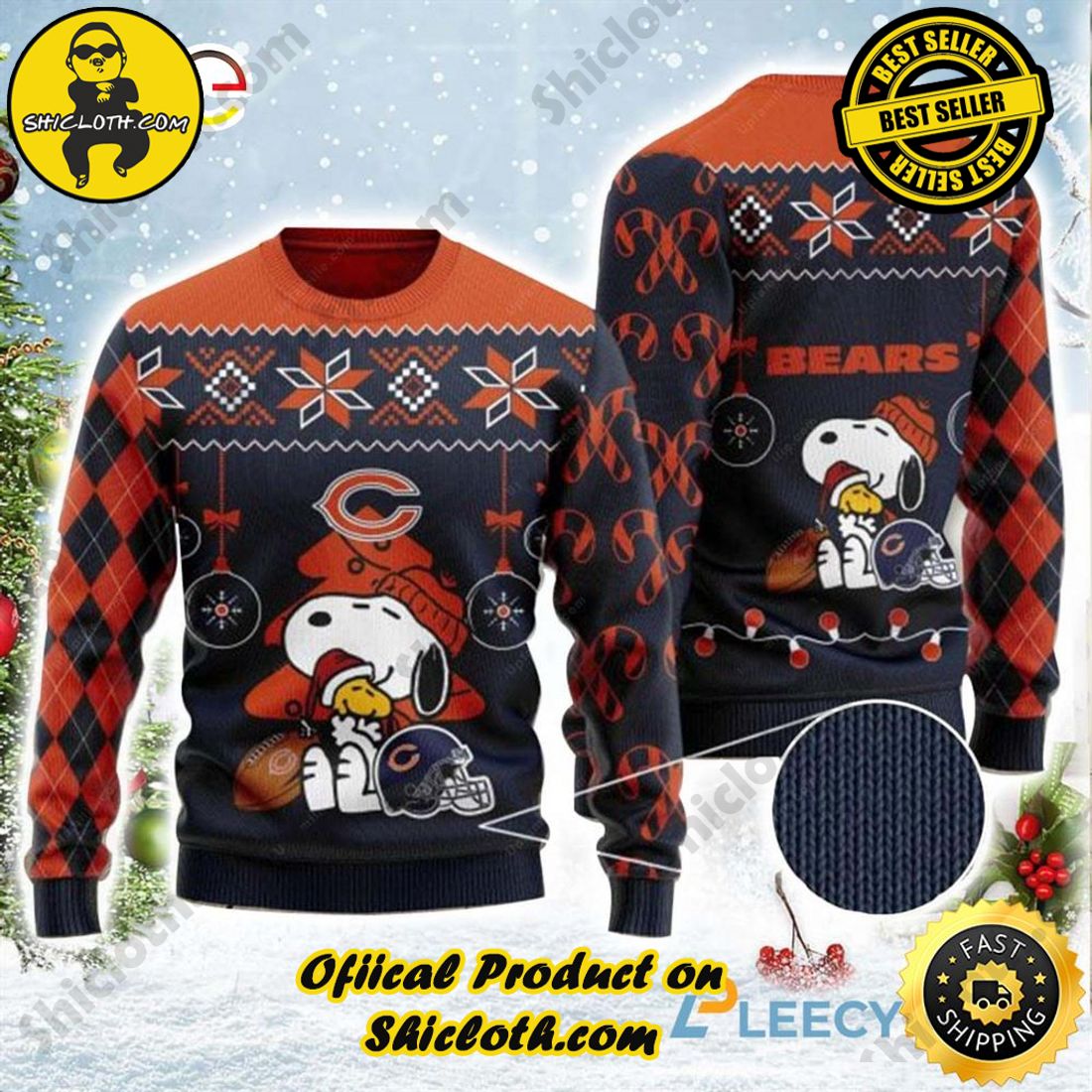 Merry and Cozy Christmas: The Meaningful Gift of Sweaters from Shiclothshop 5 Chicago Bears Charlie Brown Snoopy Hug Woodstock Ugly Christmas Sweater