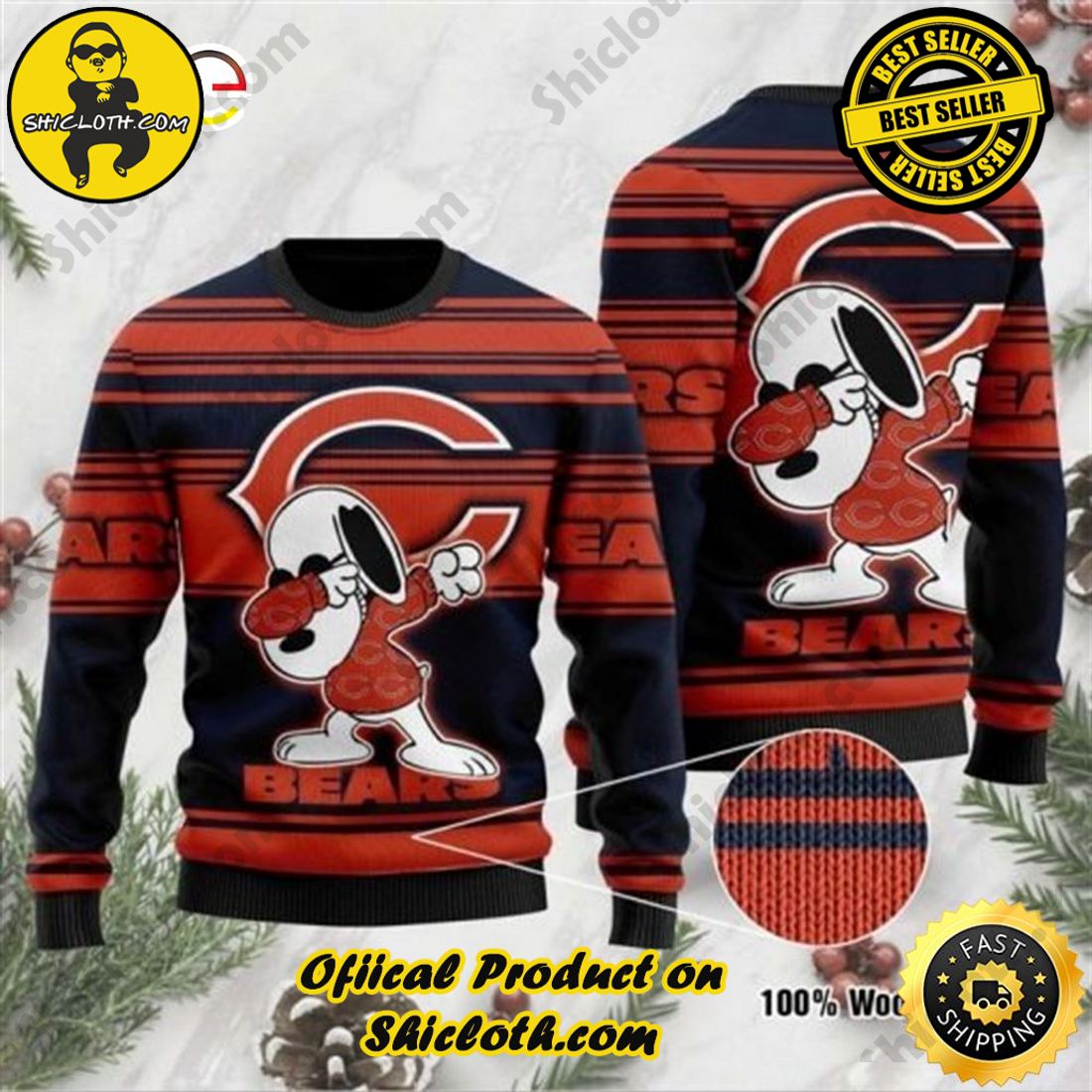 Merry and Cozy Christmas: The Meaningful Gift of Sweaters from Shiclothshop 6 Chicago Bears Snoopy Dabbing Ugly Christmas Sweater