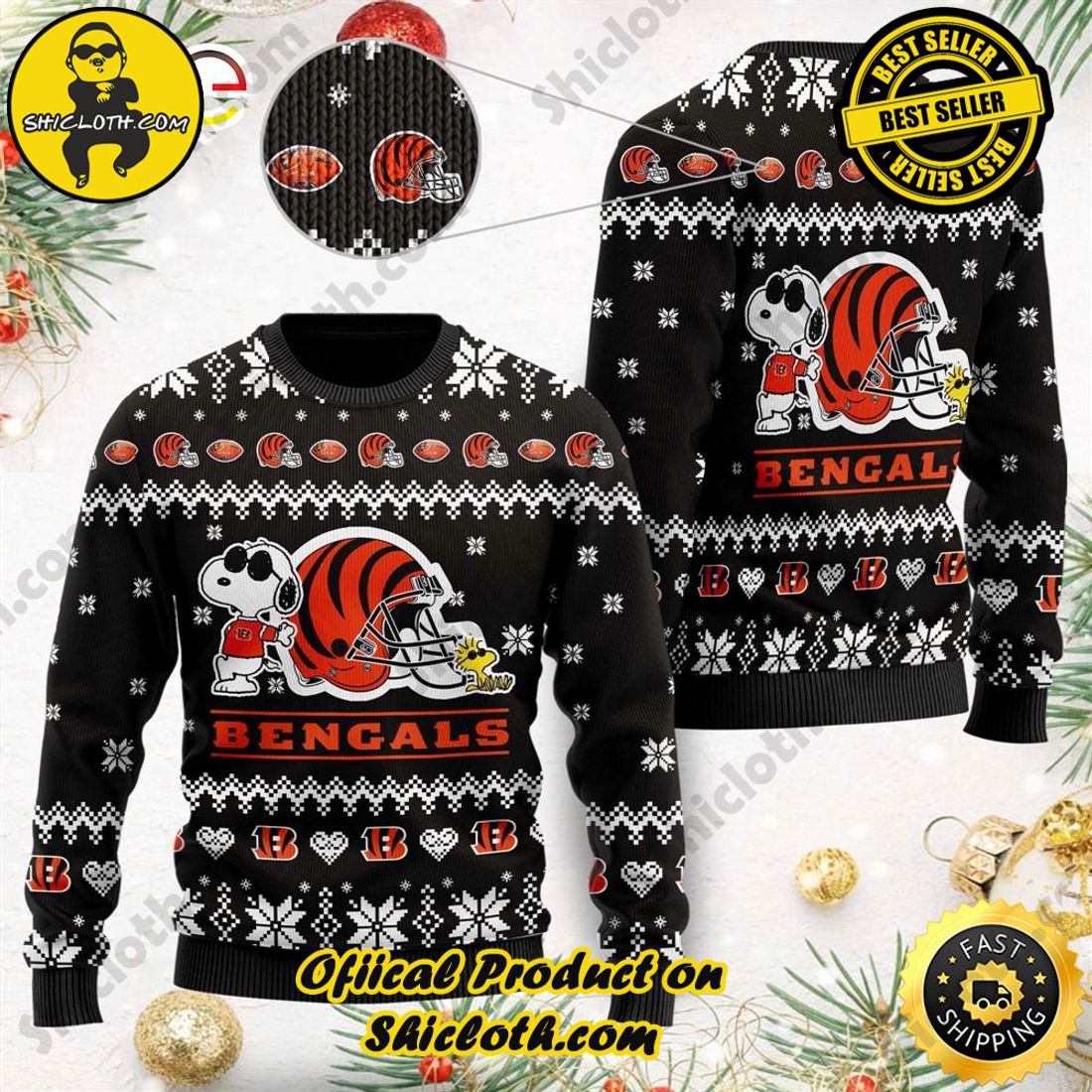 Merry and Cozy Christmas: The Meaningful Gift of Sweaters from Shiclothshop 8 Cincinnati Bengals Cute The Snoopy Show Football Helmet Black Ugly Christmas Sweater