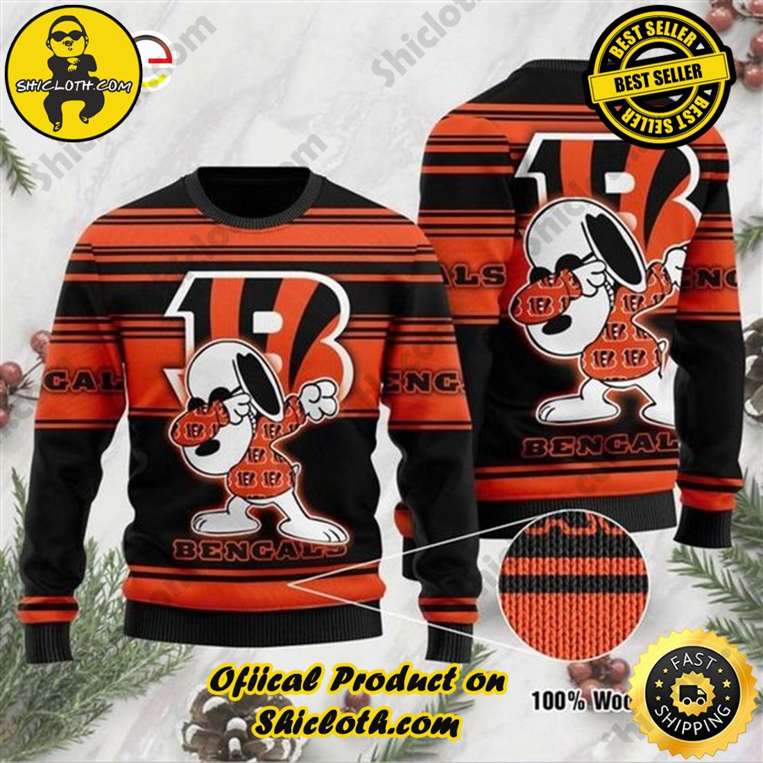 Merry and Cozy Christmas: The Meaningful Gift of Sweaters from Shiclothshop 9 Cincinnati Bengals Dabbing Snoopy NFL Christmas Ugly Sweater
