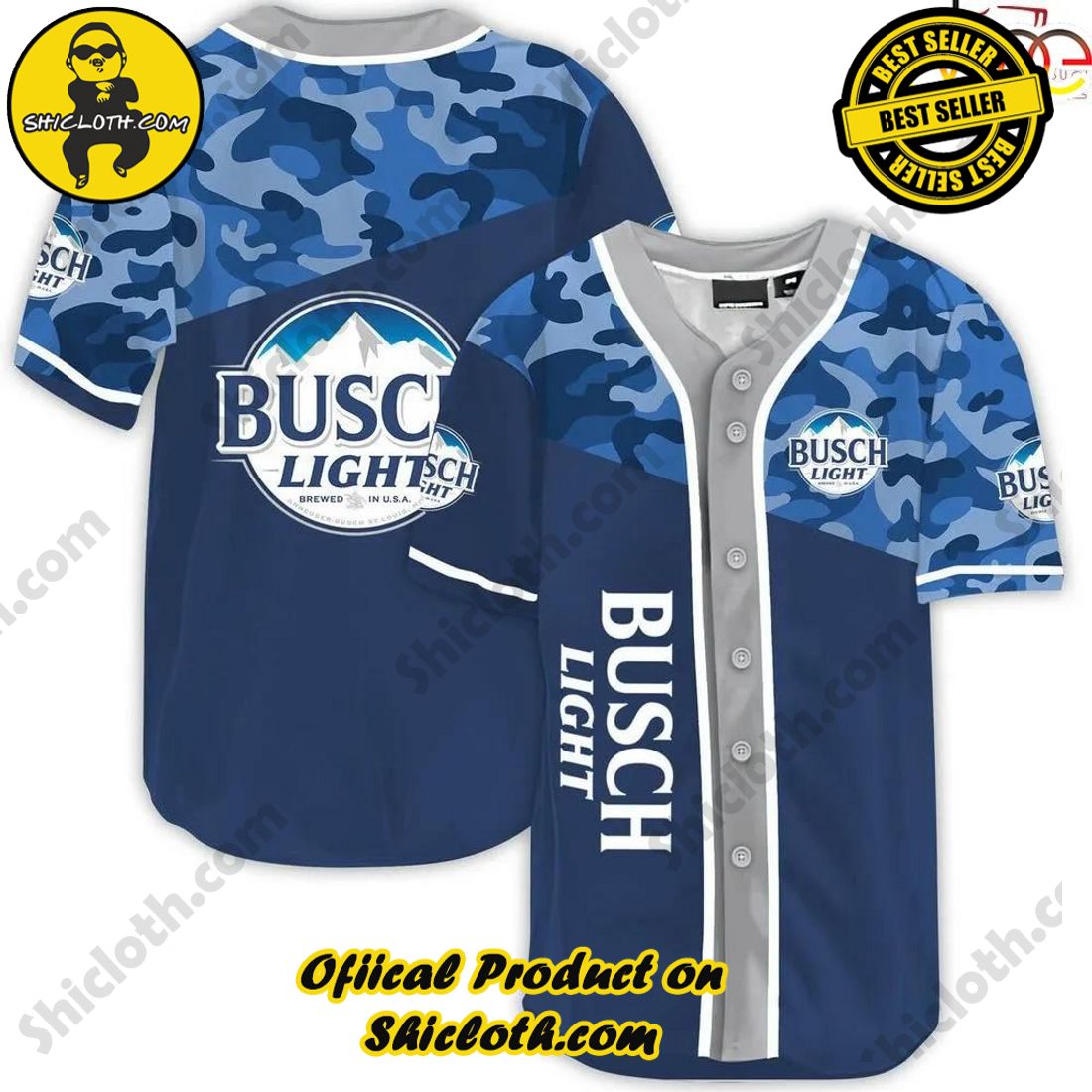 Shicloth's All-Star Baseball Jersey Shirt Collection 3 Classic Camouflage Busch Light Baseball Jersey