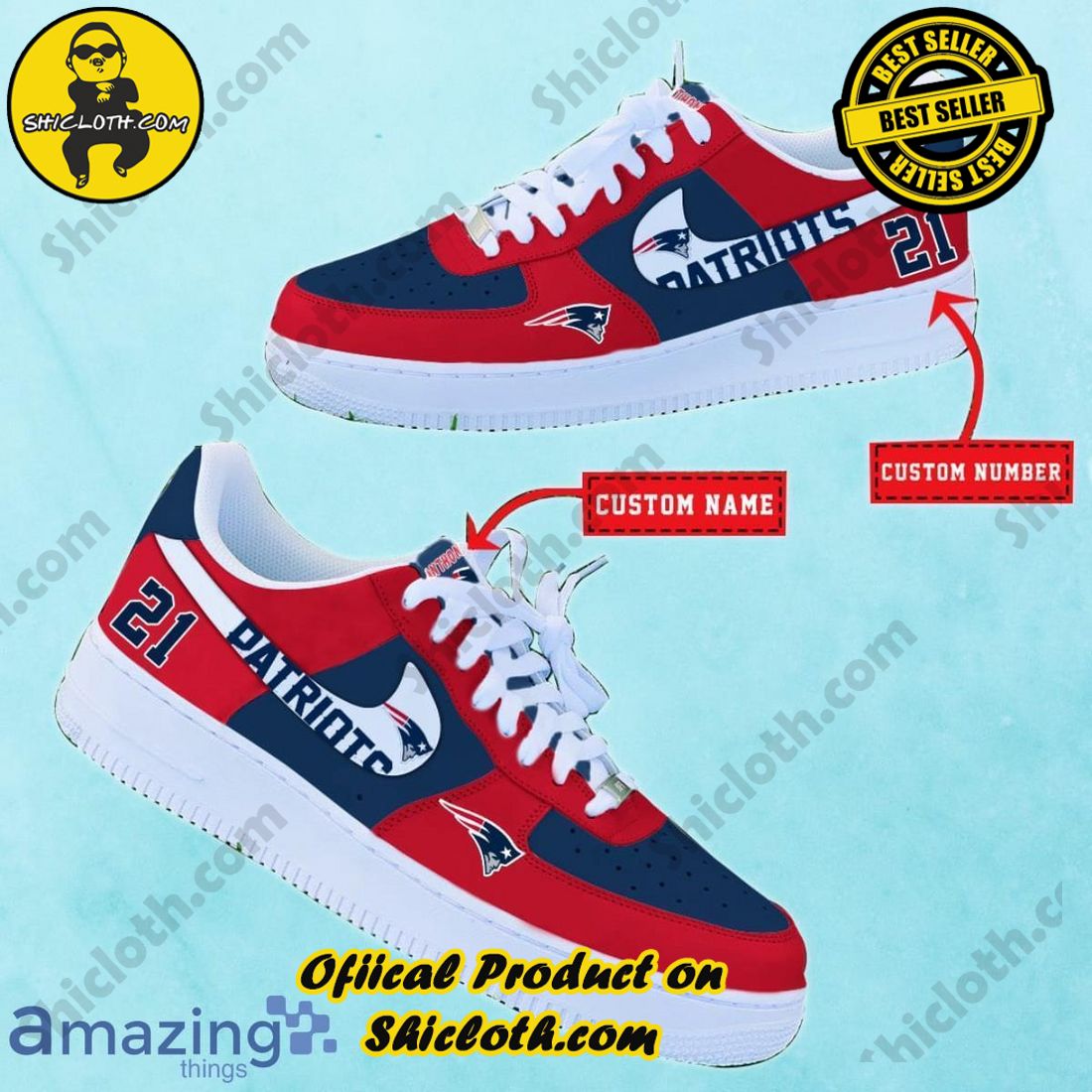 Personalized NFL New England Patriots Nike Air Force 1 Sneaker - LIMITED  EDITION