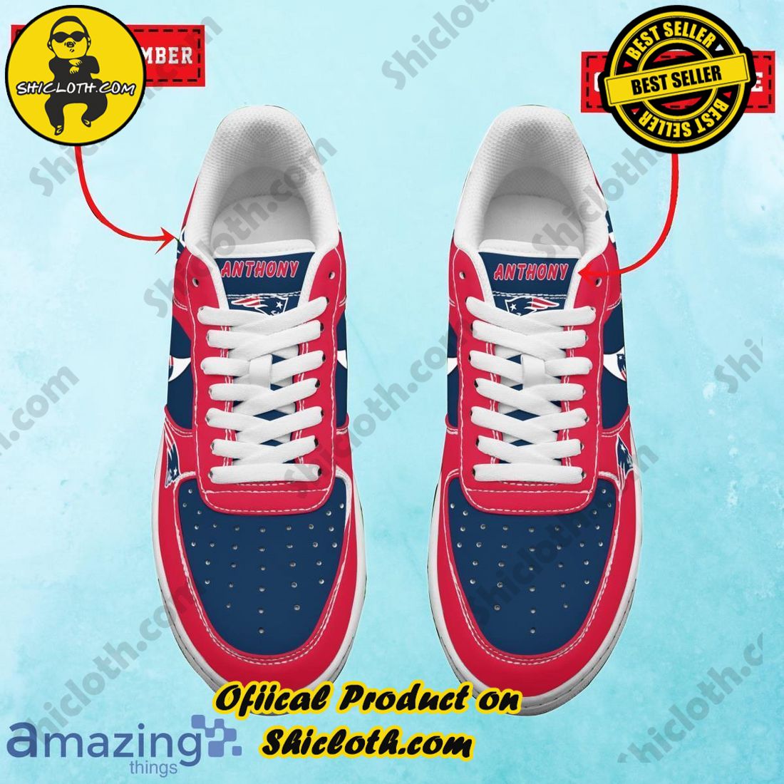 Personalized NFL New England Patriots Nike Air Force 1 Sneaker - LIMITED  EDITION