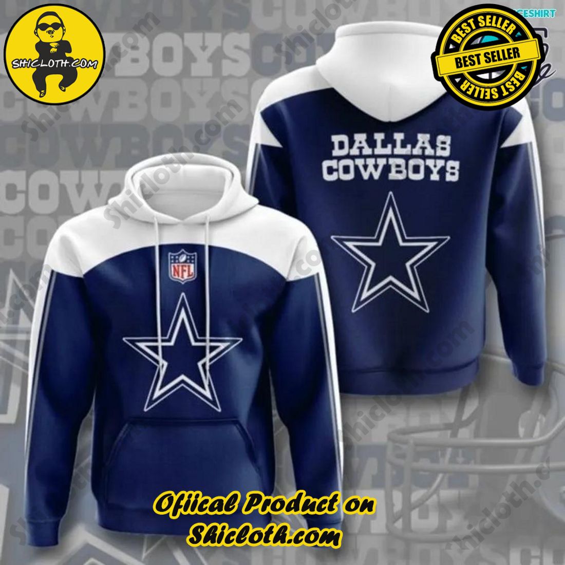 Hot Hot Hot Best Seller: Shiclothshop's 3D Hoodies 10 Dallas Cowboys Only Star NFL Limited Design 3D Hoodie