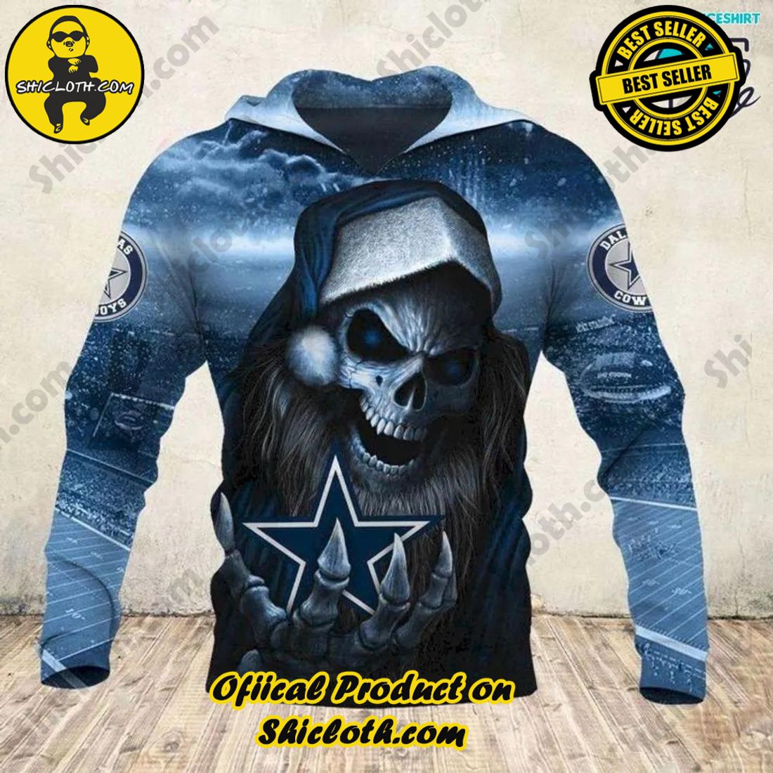 Hot Hot Hot Best Seller: Shiclothshop's 3D Hoodies 12 Dallas Cowboys Santa Skull Limited Design NFL Football 3D Hoodie
