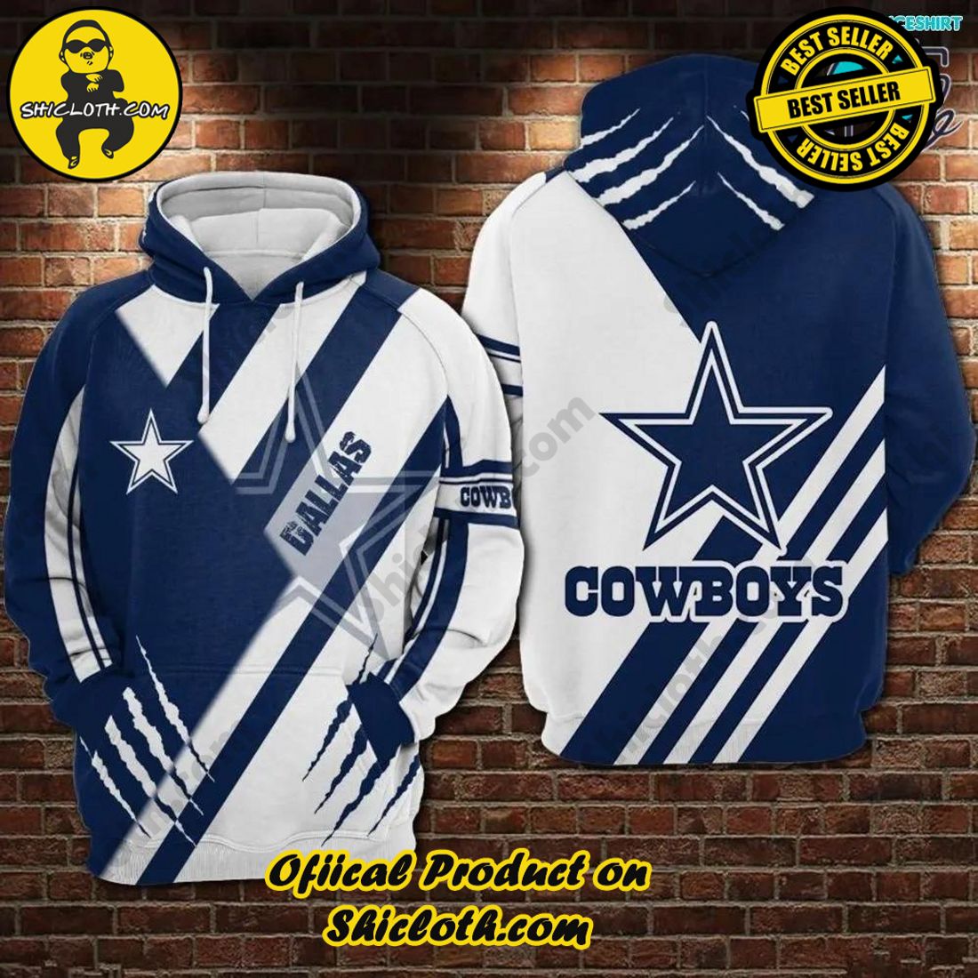 Hot Hot Hot Best Seller: Shiclothshop's 3D Hoodies 13 Dallas Cowboys Scratch Graphic NFL Limited Design 3D Hoodie