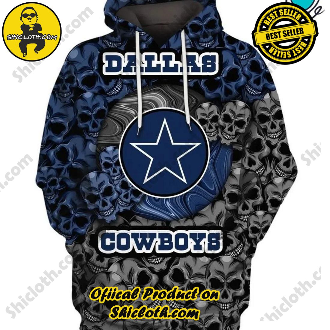 Hot Hot Hot Best Seller: Shiclothshop's 3D Hoodies 15 Dallas Cowboys Skull Graphic NFL Limited Design 3D Hoodie