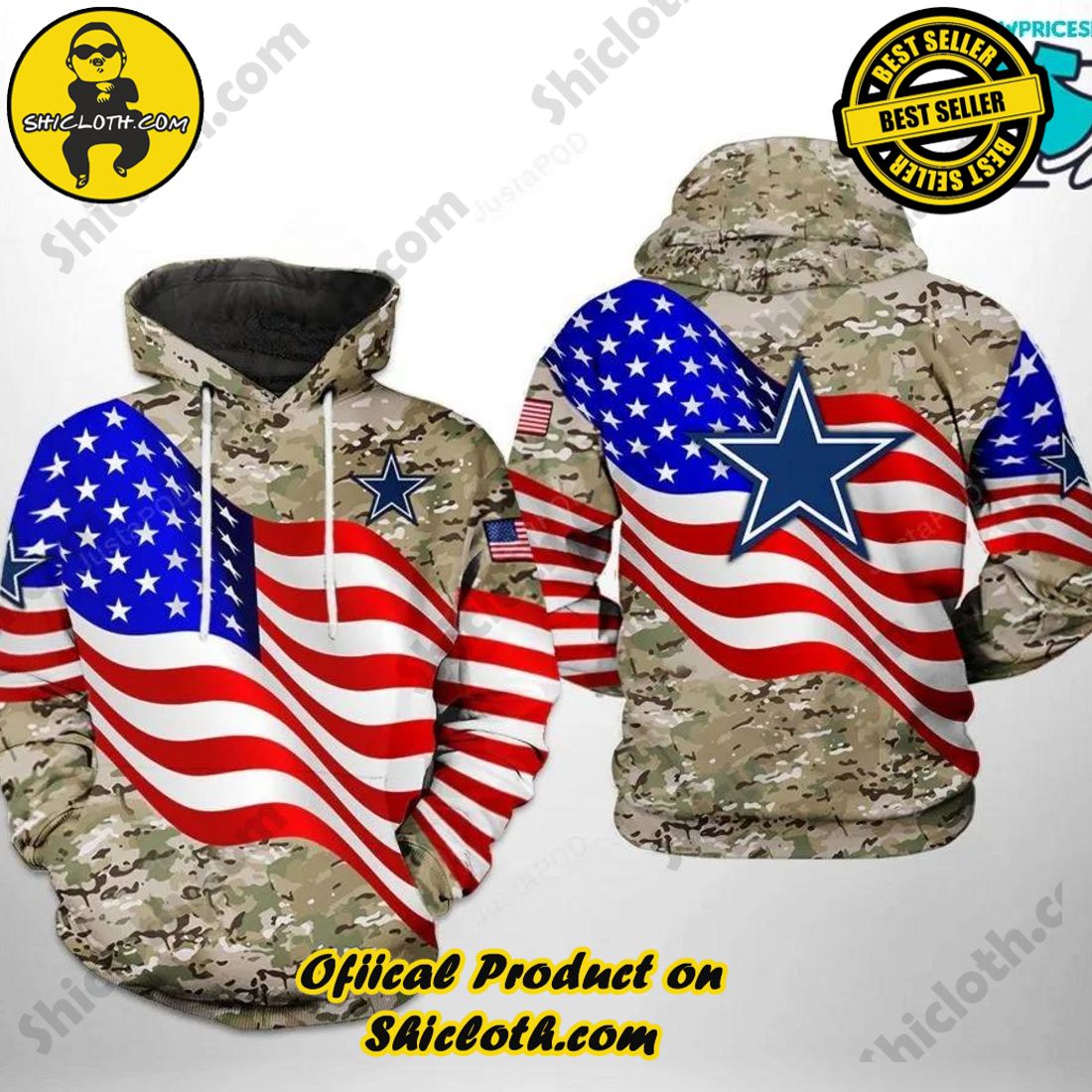 Best Seller: Shiclothshop's 3D Hoodies 8 Dallas Cowboys Veteran Limited Design NFL Football 3D Hoodie