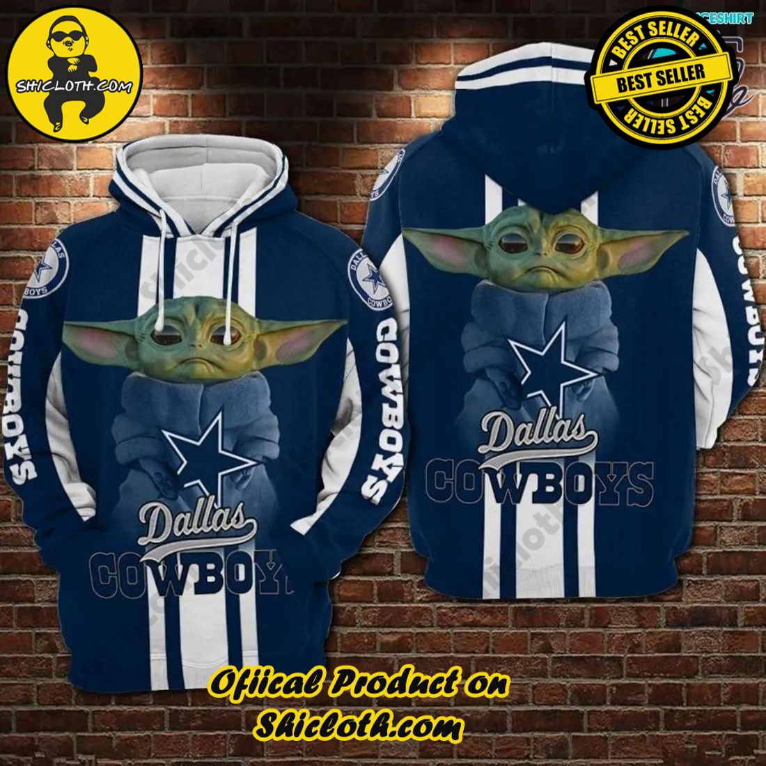 Best Seller: Shiclothshop's 3D Hoodies 10 Dallas Cowboys Yoda Star War NFL Limited Design 3D Hoodie