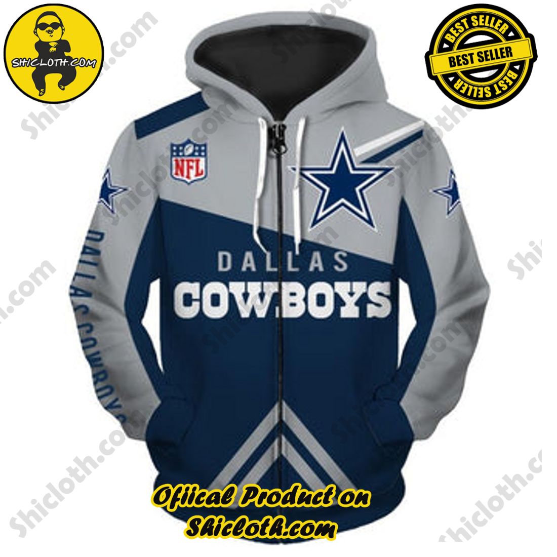 Hot Hot Hot Christmas Best Seller: Shiclothshop's 3D Hoodies 6 Dallas Cowboys Zip Up Hoodies 3D Sweatshirt Long Sleeve