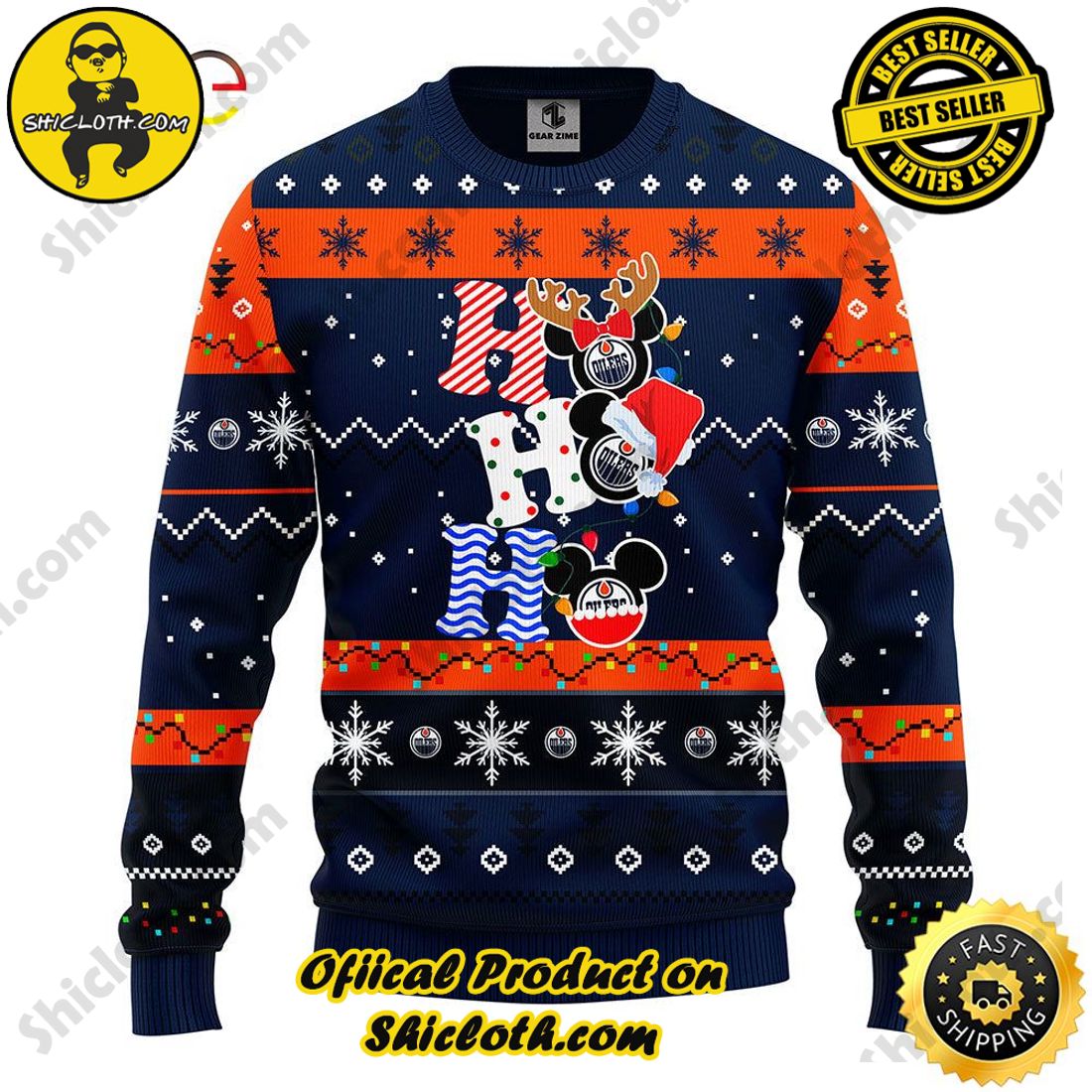 Hot Trending Shiclothshop's Sweaters - The Perfect Year-End Gift 9 Edmonton Oilers Hohoho Mickey Christmas Ugly Sweater